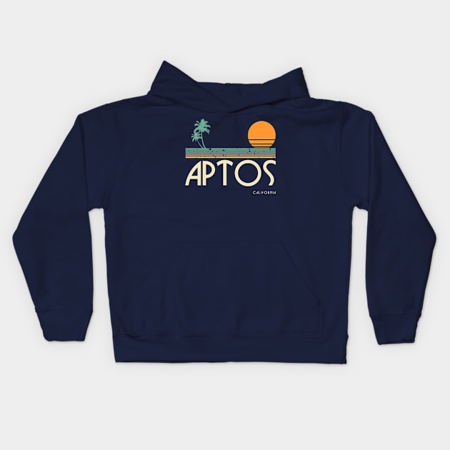 Aptos California Sunset and Palm Trees Kids Hoodie by OCSurfStyle